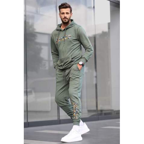 Madmext Men Printed Khaki Tracksuit 5298 - Haki