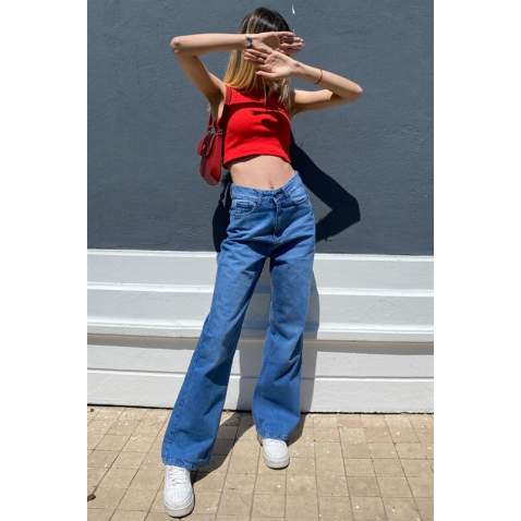 Mad Girls Blue Palazzo Jeans Mg1160 - Mavi