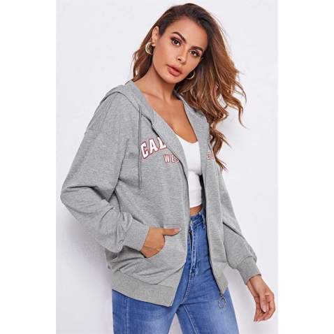 Mad Girls Grey Printed Sweatshirt MG804 - Gri