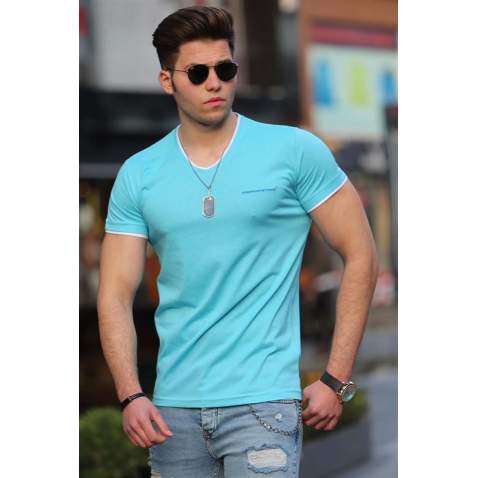 Madmext Turquoise Basic T-shirt for Men 4447 - Turkuaz