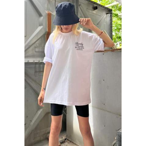 White Printed Oversize T-Shirt MG1513 - Beyaz