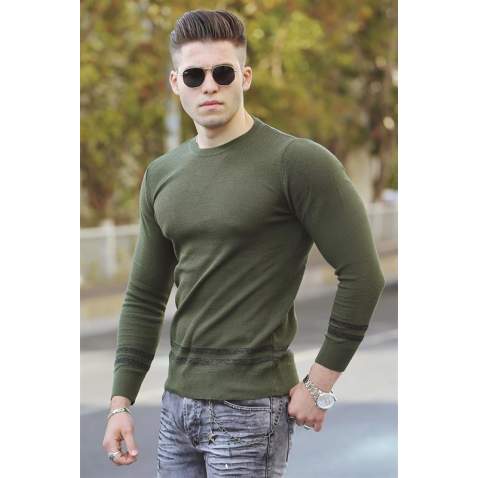 Madmext Khaki Crewwear Knitwear 4358 - Haki