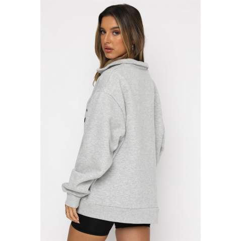 Mad Girls Light Gray Zip Sweatshirt Mg1246 - Karmelanj