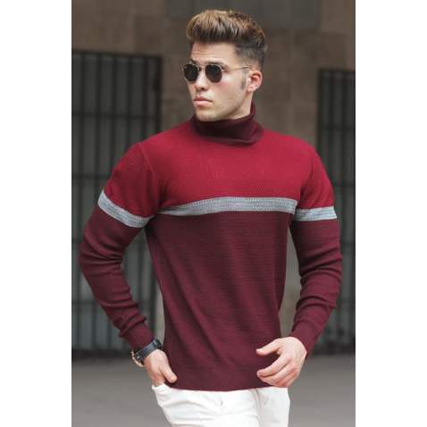 Madmext Men Maroon Turtleneck Sweater 5149 - Bordo