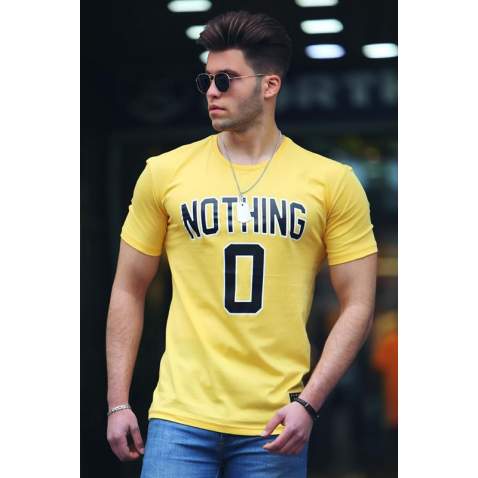 Madmext Yellow Printed T-shirt for Men 4394 - Sarı