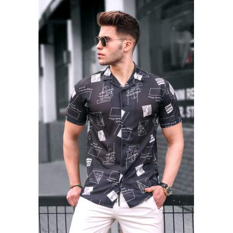 Madmext Men Black Designed Shirt 5529 - Siyah