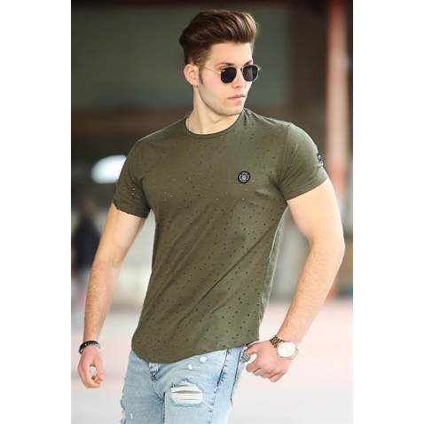 Madmext Khaki Rapped T-shirt for Men 4488 - Haki