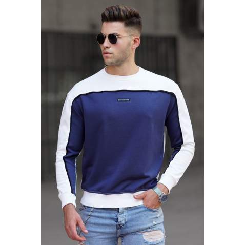 Madmext Men Crewneck White Sweatshirt 5296 - Beyaz