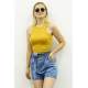 Mad Girls Mustard Crop Top MG361 - Hardal