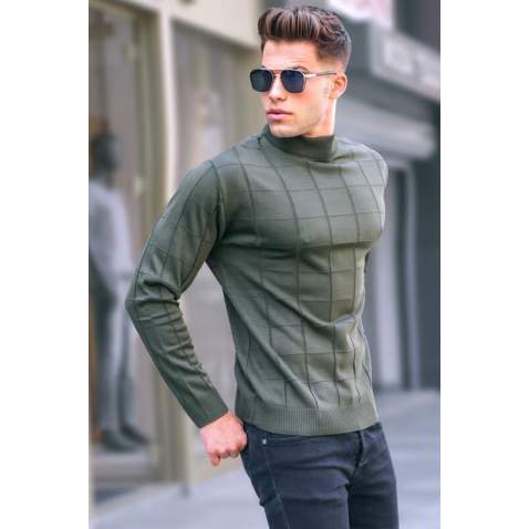 Khaki Mock Turtleneck Knitwear Sweater 5798 - Haki