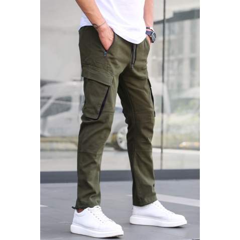 Khaki Jogger Trousers with Cargo Pockets 5791 - Haki