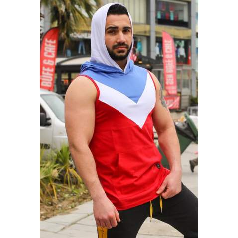 Madmext Men Sleeveless Red Hoodie 2897 - Kırmızı