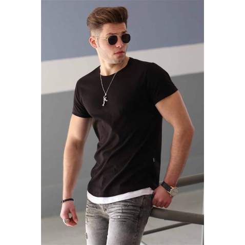 Madmext Black Basic T-shirt for Men 4465 - Siyah