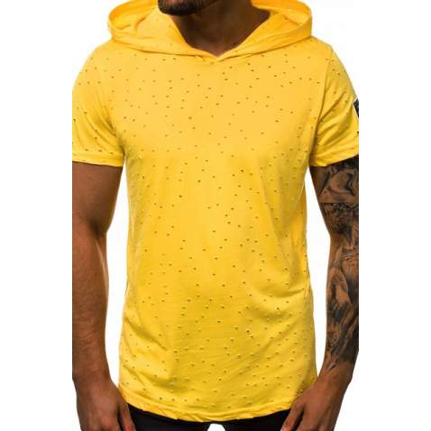 Madmext Yellow Rapped T-shirt with Hood for Men 3069 - Sarı