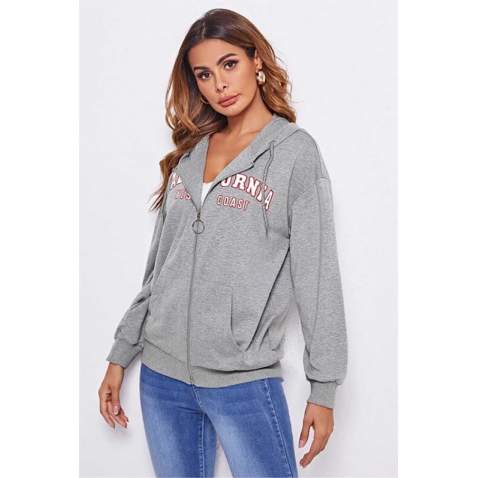 Mad Girls Grey Printed Sweatshirt MG804 - Gri