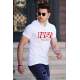 Madmext White Printed T-shirt With Hood for Men 4629 - Beyaz