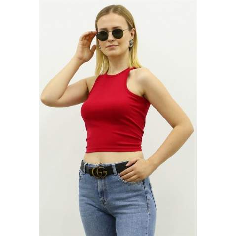 Mad Girls Maroon Crop Top MG361 - Bordo