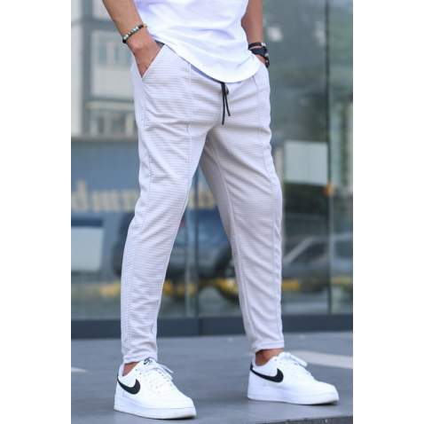 Men Striped Dye Gray Sweatpants - Boyalı gri