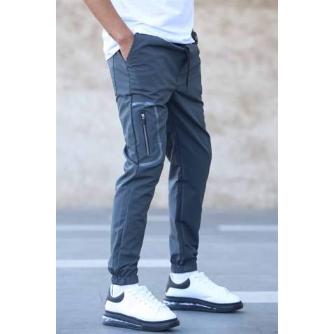 Füme Paraşüt Kumaş Cep Detaylı Jogger Pantolon 5483 - Füme