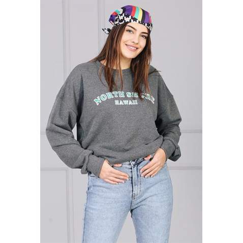 Mad Girls Antracite Printed Sweatshirt MG823 - Antrasit