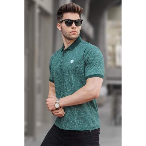 Men Designed Dark Green Polo T-Shirt 5876 - Koyu yeşil