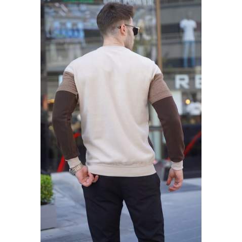 Beige Designed Knitwear Sweater 5966 - Bej