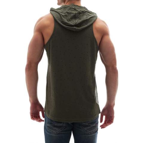 Sleeveless T-Shirt In Hooded Khaki 2893 - Haki yeşili