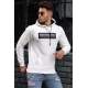 Madmext White Printed Hooded Sweatshirt 4753 - Beyaz