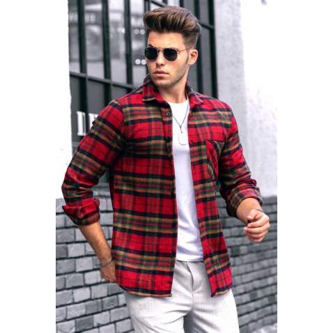 Madmext Red Checkered Men Lumberjack Shirt 4669 - Kırmızı