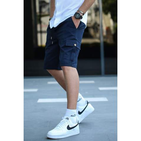 Men Navy Blue Basic Cargo Shorts 5467 - Lacivert