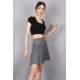 Women Striped Anthracite Pleated Mini Skirt MG1451 - Antrasit