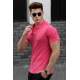 Madmext Soft Pink Striped Detailed Polo T-shirt 4585 - Pudra