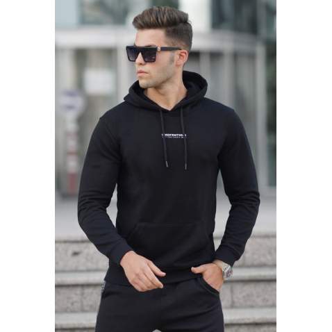 Madmext Men Printed Black Sweatshirt 5306 - Siyah