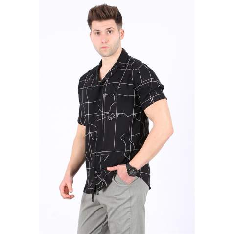 Madmext Men Designed Black Shirt 5539 - Siyah