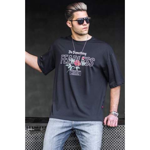 Madmext Men Printed Black T-shirt 4971 - Siyah