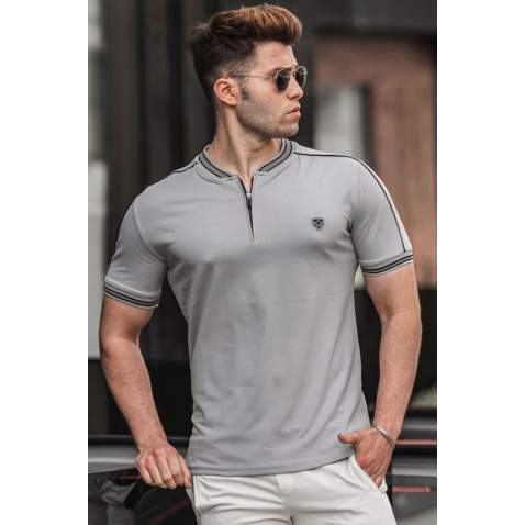 Madmext Men Gray Polo T-shirt 9281 - Gri