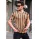 Madmext Men Striped Mink Brown T-shirt 5266 - Vizon