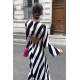 Mad Girls Striped Black Long Dress MG1443 - Siyah