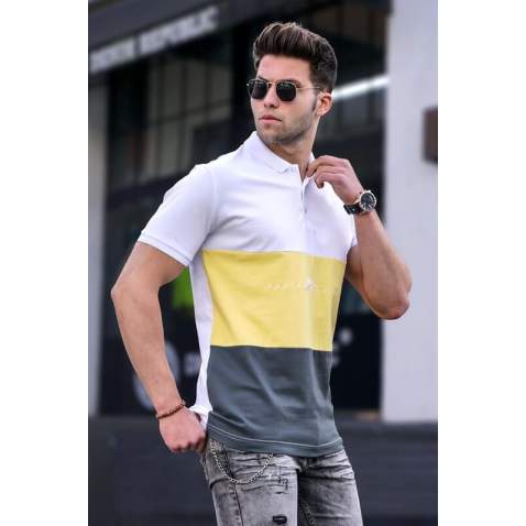 Men White Polo T-Shirt 5819 - Beyaz