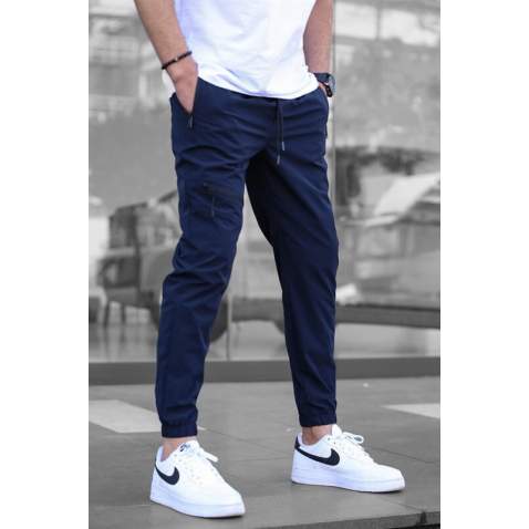 Men Navy Blue Jogger Trousers - Lacivert