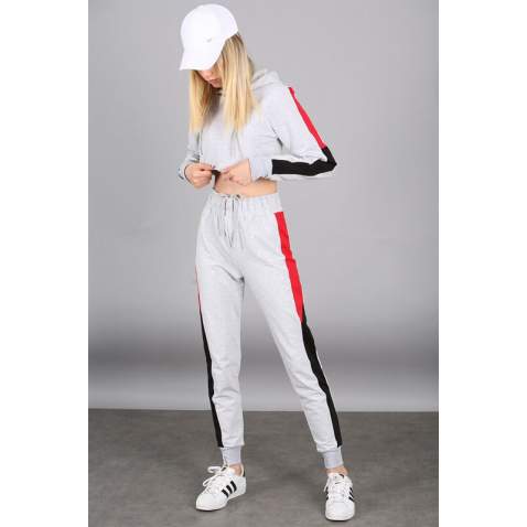 Mad Girls Grey Tracksuit with Hooded MG301 - Gri