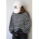 Mad Girls Striped Black Sweater MG1249 - Lacivert