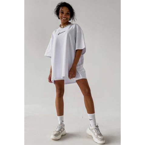 Women Printed Oversize White T-Shirt MG1491 - Beyaz