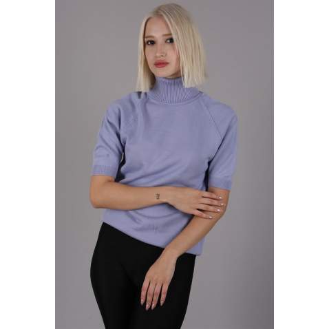 Pastel Lilac High Neck Knitwear Sweater MG1565 - Pastel lila