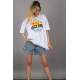 Mad Girls Printed White T-shirt Mg1148 - Beyaz