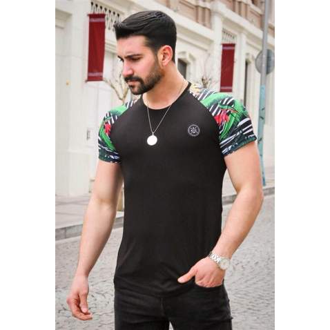 Madmext Black Camouflage T-shirt for Men 3012 - Siyah