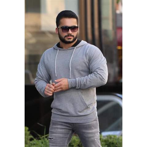 Madmext Grey Oversize Hoodie 2876 - Antrasit