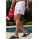 Men Basic White Swim Shorts - Beyaz