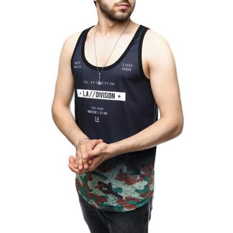 Sleeveless T-Shirt In Degrade Printed - Haki yeşili