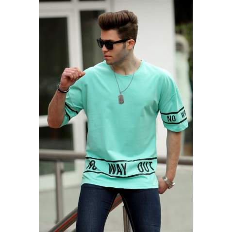 Madmext Turquoise Printed T-shirt for Men 4483 - Turkuaz